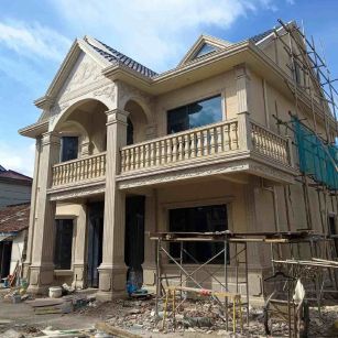 荆门 黄金麻花岗岩石材私人别墅雕花门楼柱阳台栏杆