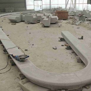 荆门 芝麻白花岗岩弧形花坛石，坐凳石