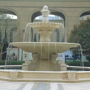 荆门 黄金麻花岗岩异型加工——户外庭院石雕流水喷泉