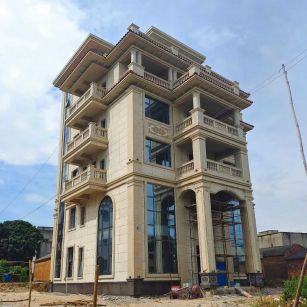 荆门 黄金麻花岗岩石材别墅外墙干挂搭配（雕花栏杆花瓶柱门楼罗马柱）