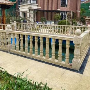 荆门黄金麻花岗岩石材栏杆，扶手，将军柱，花瓶柱