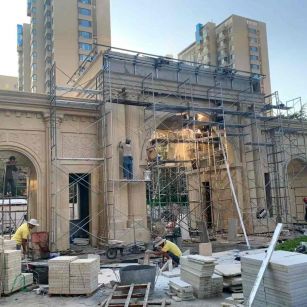 荆门 黄金麻荔枝面花岗岩小区门楼外墙干挂