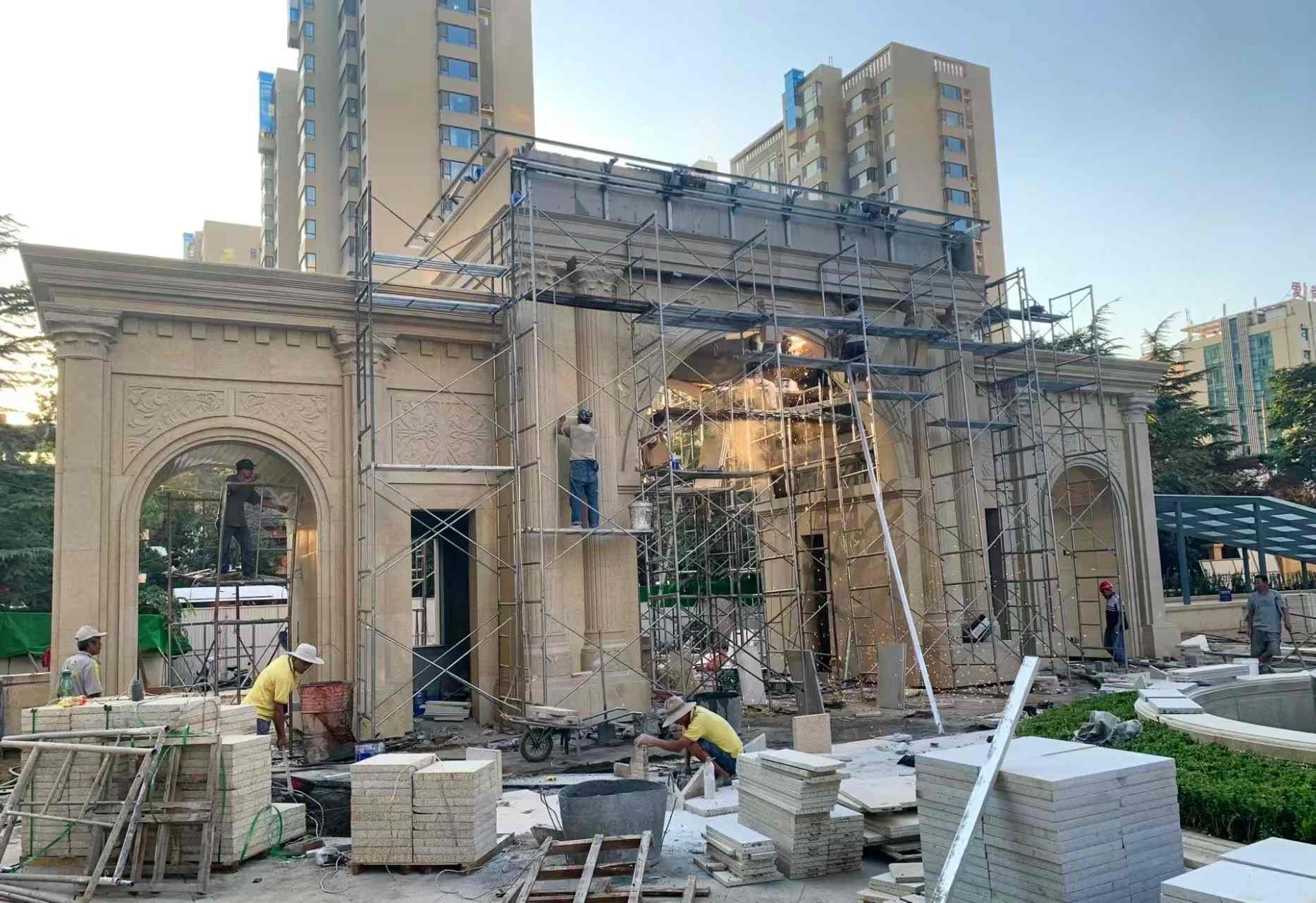 荆门 黄金麻荔枝面花岗岩小区门楼外墙干挂