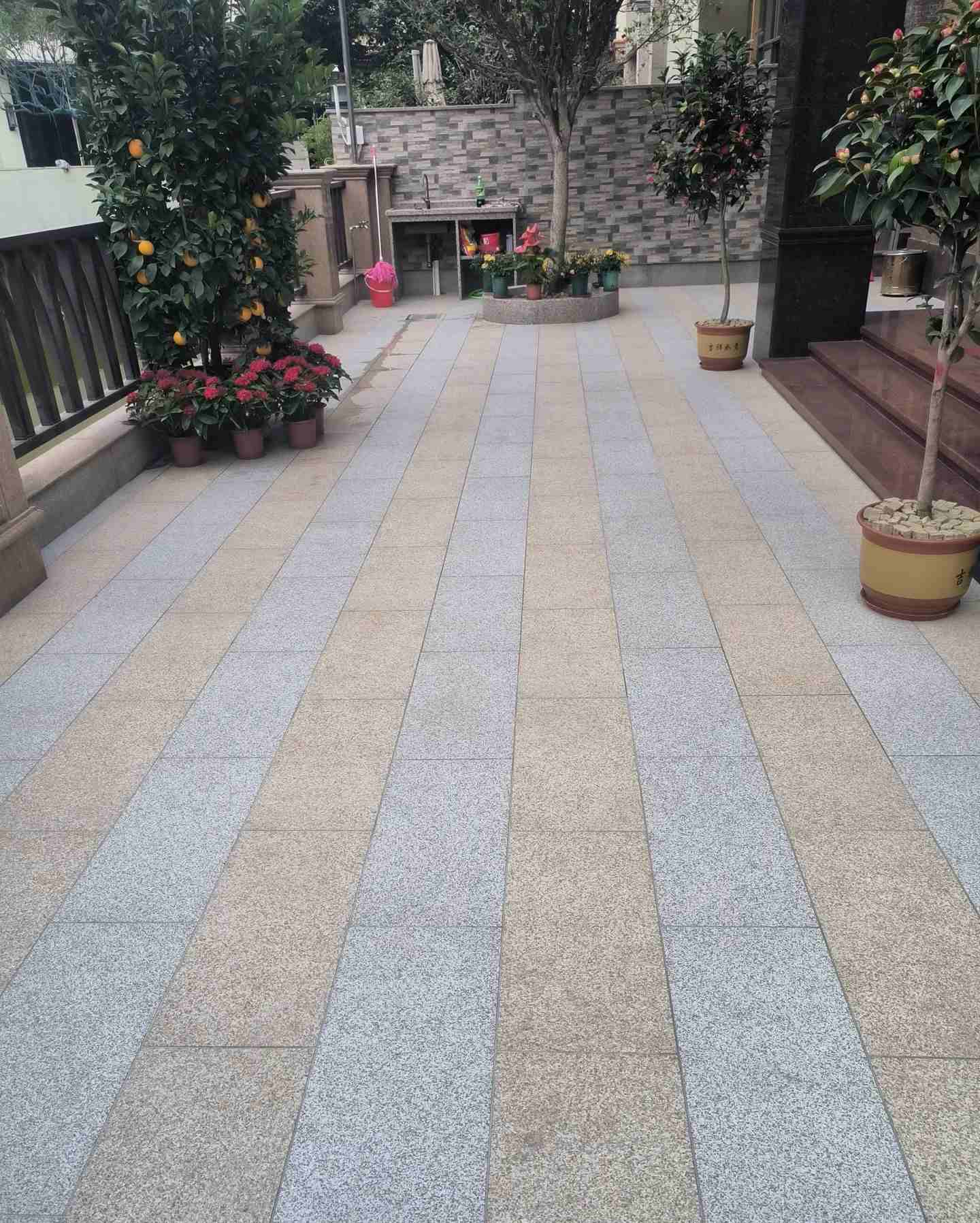 荆门 黄金麻白麻荔枝面庭院铺装展示